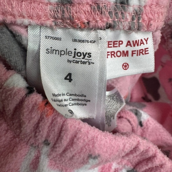 Simple Joys by Carter's 4T Girls Fleece Pajama Bottoms with Cows - Picture 5 of 5